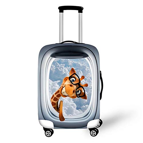 Elastisch Kofferhülle, DOTBUY 3D Reise Kofferschutzhülle Gepäck Cover Reisekoffer Hülle Schutz Bezug Schutzhülle Waschbare Reisetasche Kofferbezug (Brille Giraffe,M (22-24 Zoll)) von DOTBUY-shop