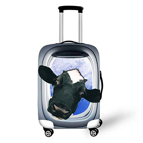 Elastisch Kofferhülle, DOTBUY 3D Reise Kofferschutzhülle Gepäck Cover Reisekoffer Hülle Schutz Bezug Schutzhülle Waschbare Reisetasche Kofferbezug (Schwarze Kuh,L (26-28 Zoll)) von DOTBUY-shop