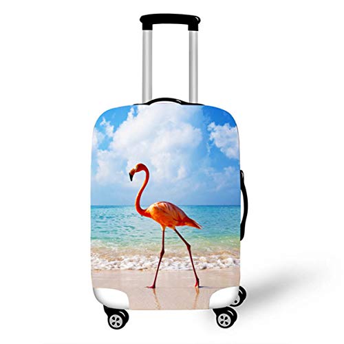 Elastisch Kofferhülle, DOTBUY 3D Reise Kofferschutzhülle Gepäck Cover Reisekoffer Hülle Schutz Bezug Schutzhülle Waschbare Reisetasche Kofferbezug (Blauer Flamingo,S (18-20 Zoll)) von DOTBUY