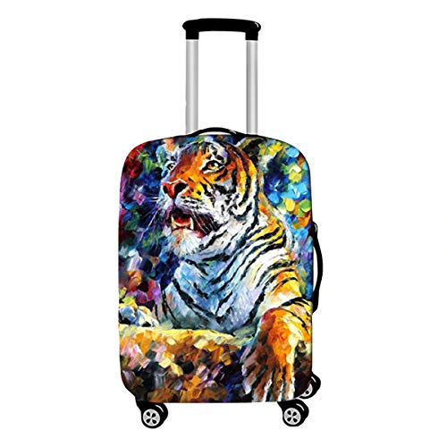 Elastisch Kofferhülle, DOTBUY 3D Reise Kofferschutzhülle Gepäck Cover Reisekoffer Hülle Schutz Bezug Schutzhülle Waschbare Reisetasche Kofferbezug (Tiger,L (26-28 Zoll)) von DOTBUY