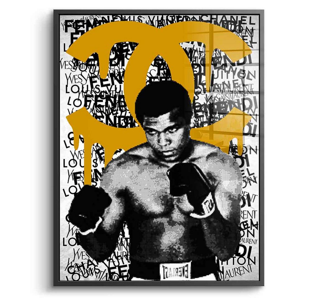 DOTCOMCANVAS® Acrylglasbild ALI BRAND (orange) - Acrylglas, Acrylglasbild Muhammad Ali Portrait Boxen Sport luxus Coco Chanel von DOTCOMCANVAS®