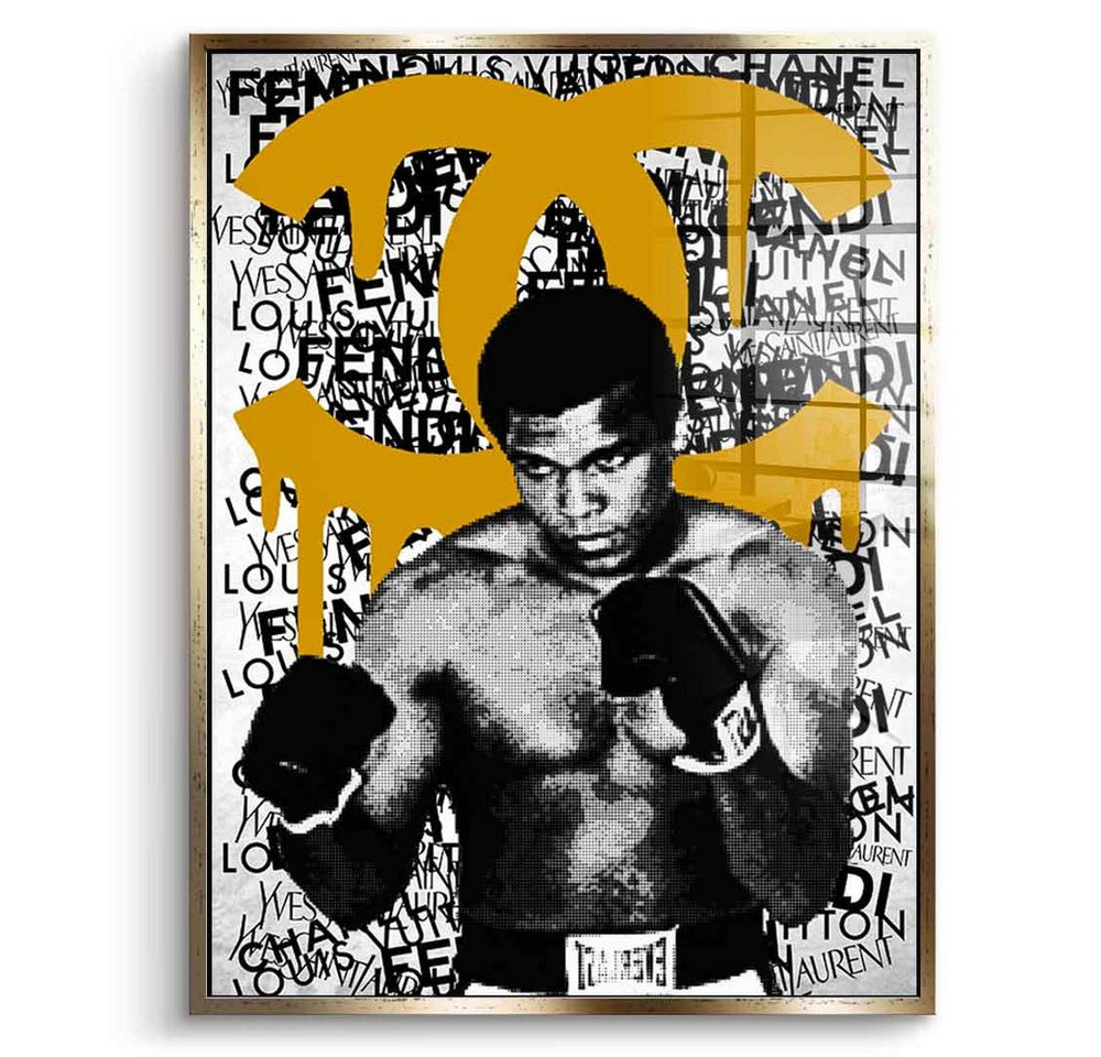 DOTCOMCANVAS® Acrylglasbild ALI BRAND (orange) - Acrylglas, Acrylglasbild Muhammad Ali Portrait Boxen Sport luxus Coco Chanel von DOTCOMCANVAS®