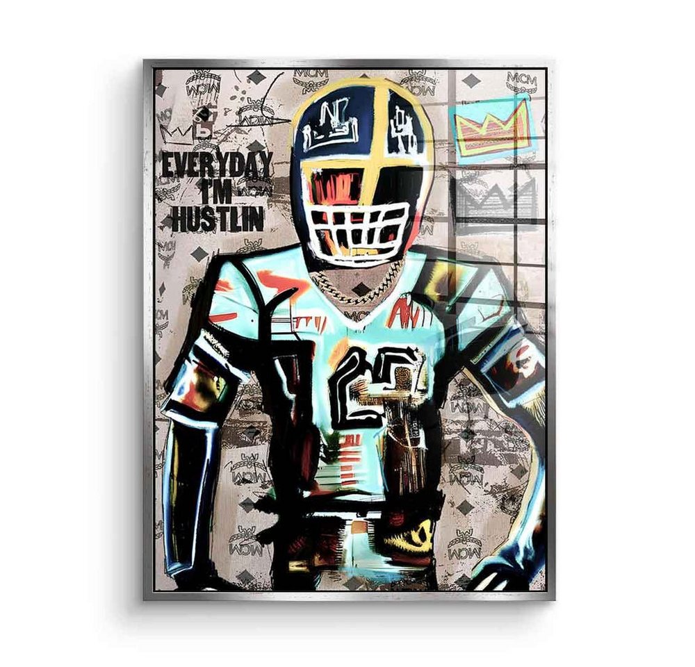 DOTCOMCANVAS® Acrylglasbild Football Hustlin - Acrylglas, Acrylglasbild Football Everyday I´m Hustlin Sport Pop Art Motivation von DOTCOMCANVAS®