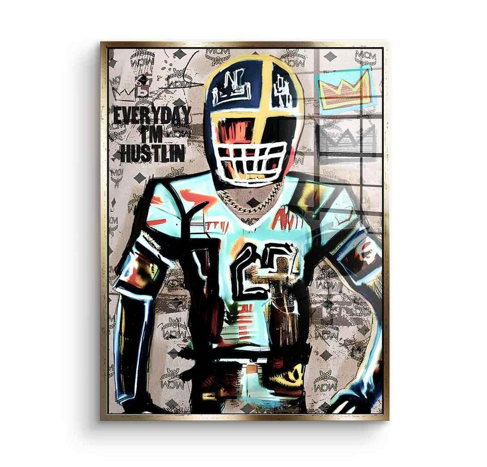 DOTCOMCANVAS® Acrylglasbild Football Hustlin - Acrylglas, Acrylglasbild Football Everyday I´m Hustlin Sport Pop Art Motivation von DOTCOMCANVAS®