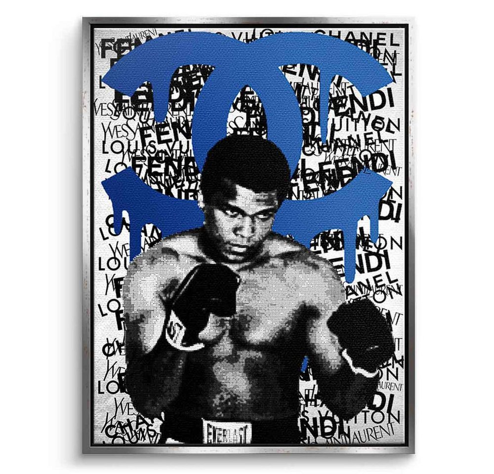DOTCOMCANVAS® Leinwandbild ALI BRAND (blue), Leinwandbild Muhammad Ali Portrait Boxen Sport luxus Coco Chanel von DOTCOMCANVAS®