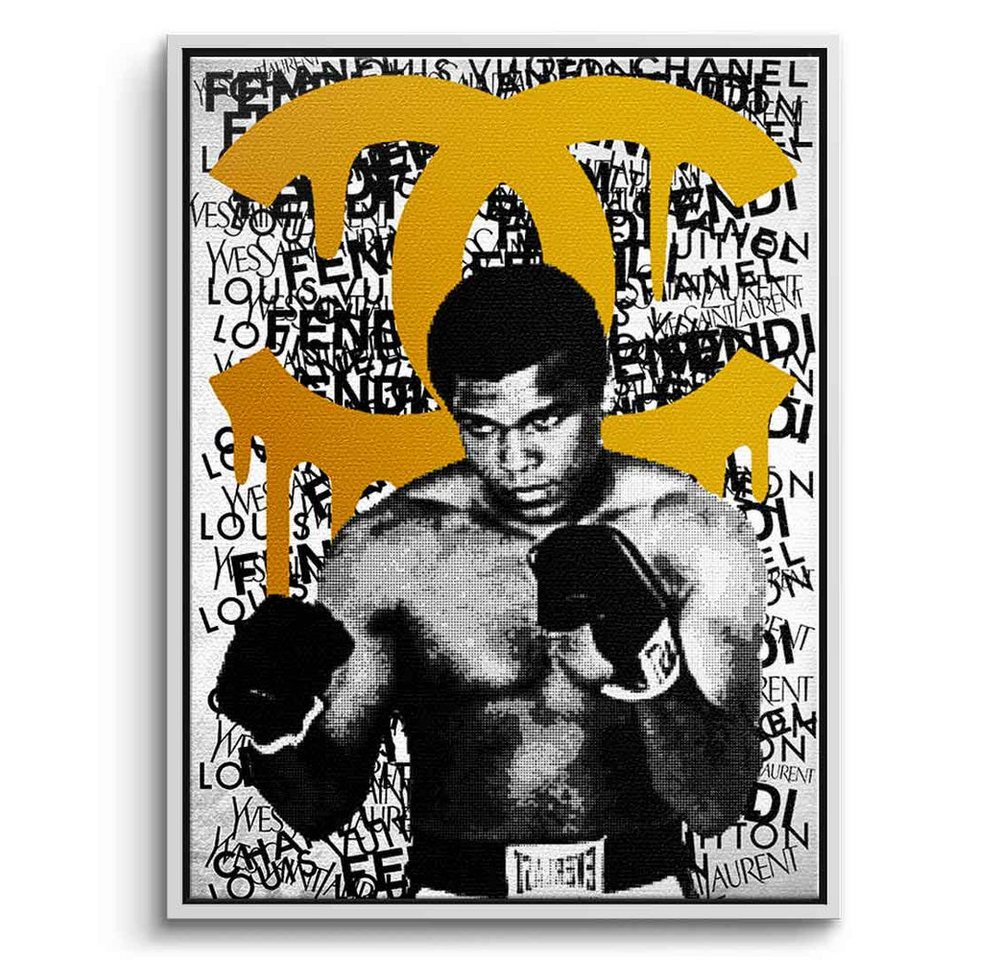 DOTCOMCANVAS® Leinwandbild ALI BRAND (orange), Leinwandbild Muhammad Ali Portrait Boxen Sport luxus Coco Chanel von DOTCOMCANVAS®