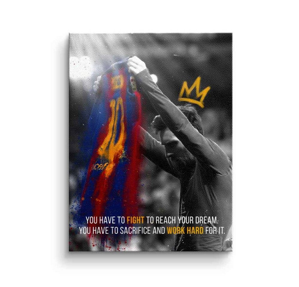 DOTCOMCANVAS® Leinwandbild Iconic Moment, Leinwandbild Lionel Messi 10 Fußball Star Argentinien Trikot von DOTCOMCANVAS®