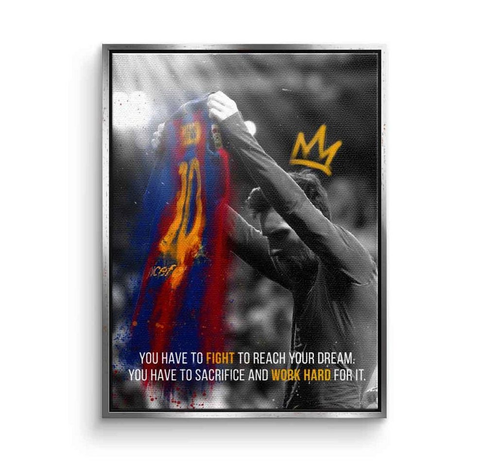 DOTCOMCANVAS® Leinwandbild Iconic Moment, Leinwandbild Lionel Messi 10 Fußball Star Argentinien Trikot von DOTCOMCANVAS®