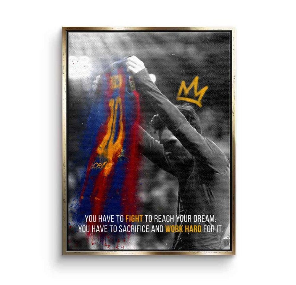 DOTCOMCANVAS® Leinwandbild Iconic Moment, Leinwandbild Lionel Messi 10 Fußball Star Argentinien Trikot von DOTCOMCANVAS®