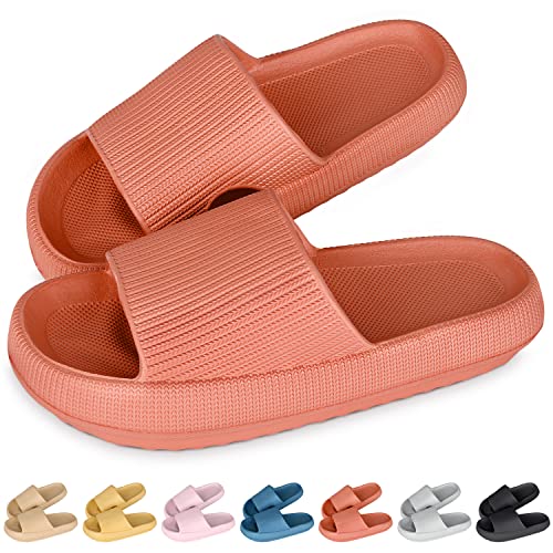 Cozislides Original Slippers Damen Herren Cloudyzz Schlappen Cosify Wolken Hausschuhe Badeschlappen Gummi Rutschfeste Pantoletten Offener Zehentranner Sommer Garten Badelatschen Orange 42/43 EU von DOUUCO