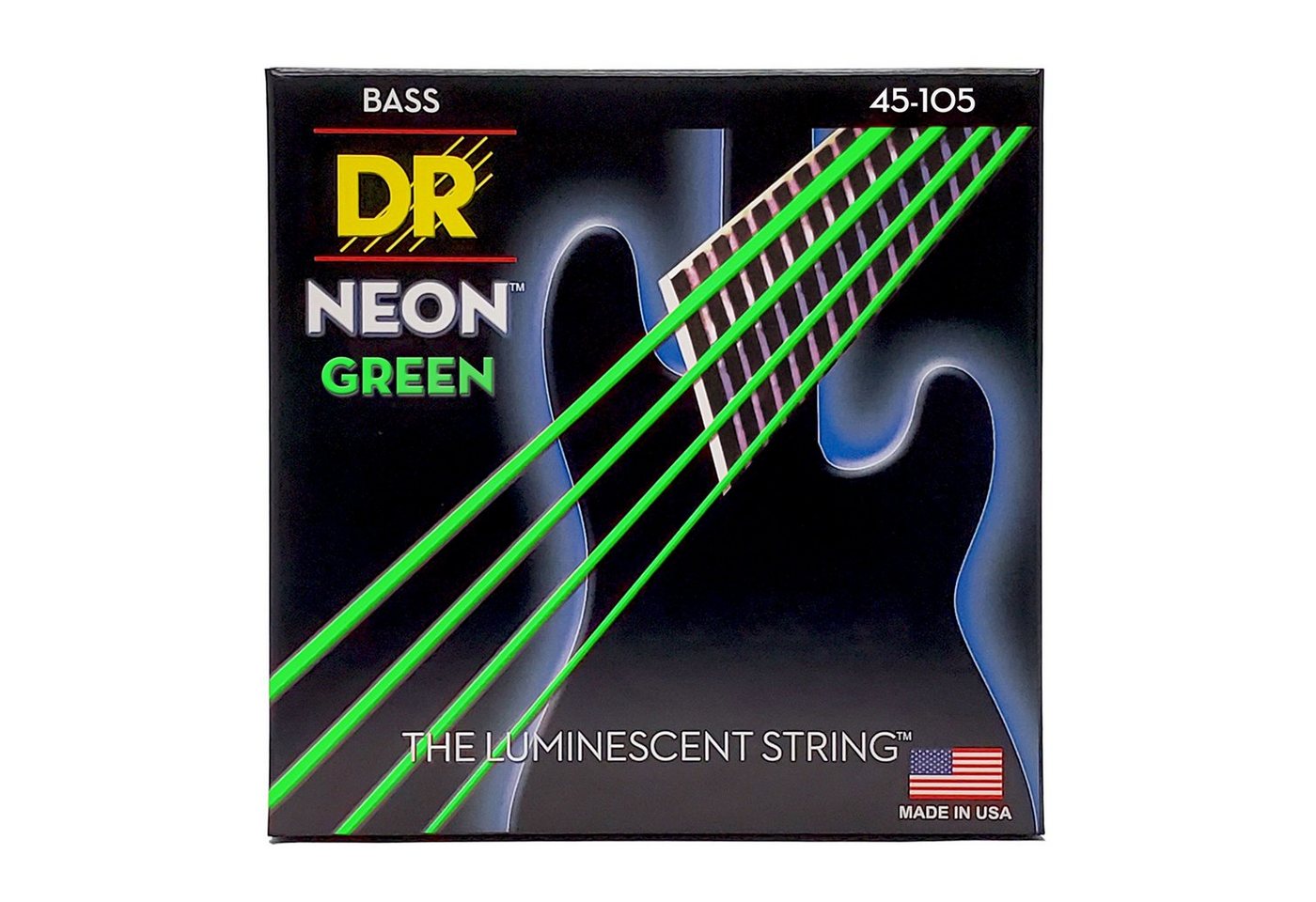 DR Saiten, NGB-45 Hi-Def Neon Green K3 Coated Bass Guitar Strings Medium 45-105 von DR