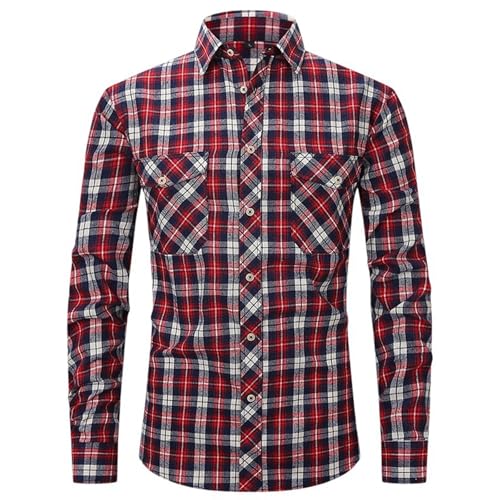 Schwarzes Hemd Herren, Trachtenhemd Herren Oktoberfest Hemd Outfit Kariertes Langarm Tshirt Tracht Herrenhemden Grün Blau Rot Freizeithemd Baumwolle Karohemd Regular Fit Slim Fit Trachtenhemden Tracht von DRALOFAO
