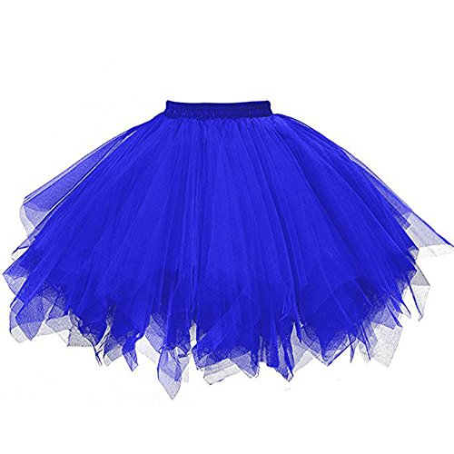 Tüllrock Blau Damen Tüllrock Hellblau Damen,Tüllrock Damen Karneval Kostüm Tutu - 50Er Tütü Rock Kurz Ballett Unterrock Rockabilly Crinoline Petticoat Tütü Kostüm Fasching Tanzkleid von DRALOFAO