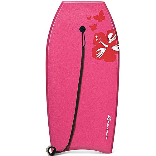 DREAMADE Bodyboard mit 90 cm Sicherheitsleine, bis zu 85kg belastbar, Surfbrett aus XPE & HDPE &EPS, Surfboard für Erwasche & Kinder ab 14, 105x51x6cm (Korallenrot) von DREAMADE