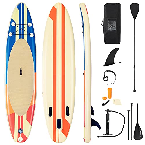 DREAMADE Stand Up Paddle Board, SUP Board mit Teleskop-Paddel, aufblasbar, Paddling Board mit komplettem Zubehör, bis zu 120 kg belastbar, Surfboard (320x76x15 cm, Muster 2) von DREAMADE