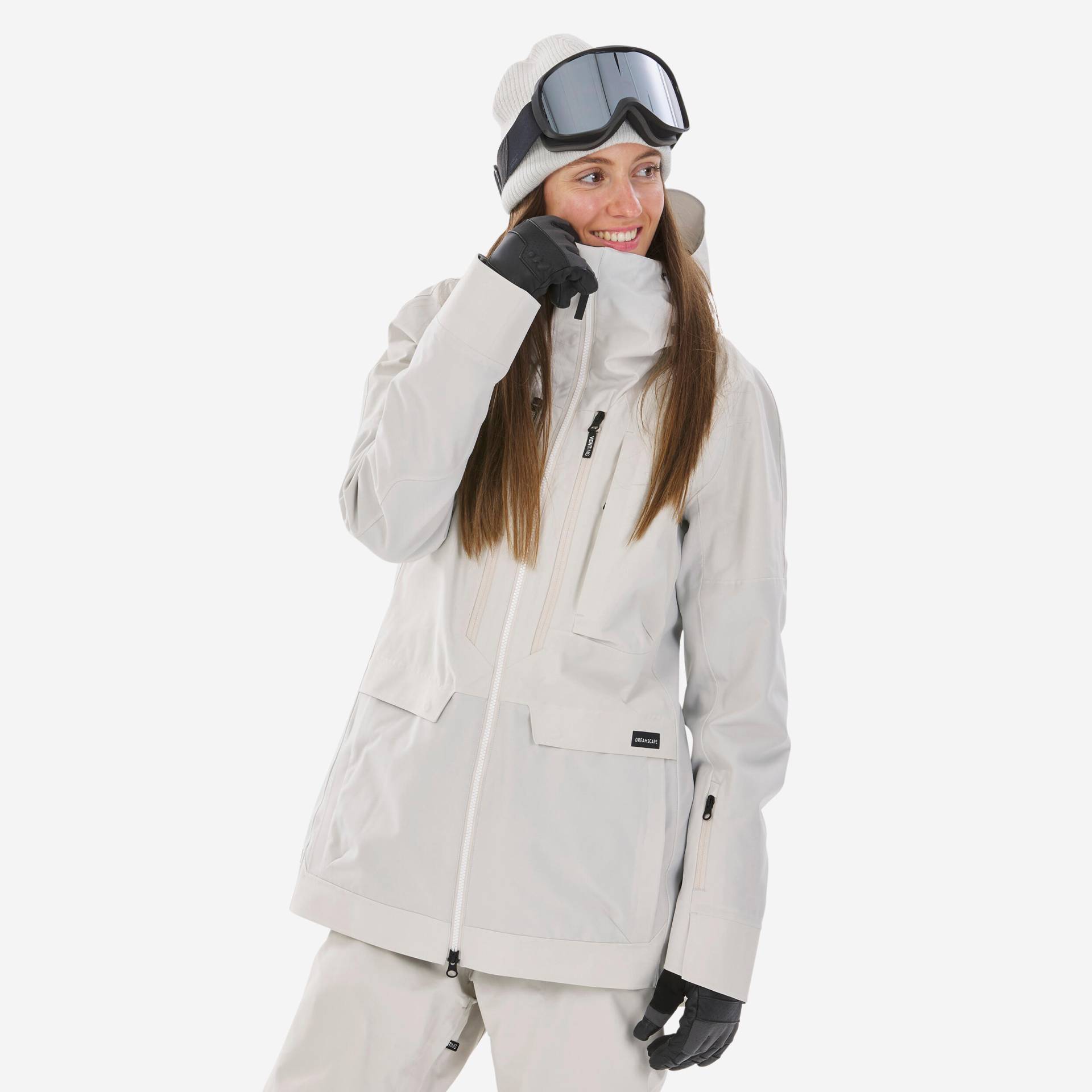 Snowboardjacke Damen 3-in-1 robust - SNB 900 beige von DREAMSCAPE
