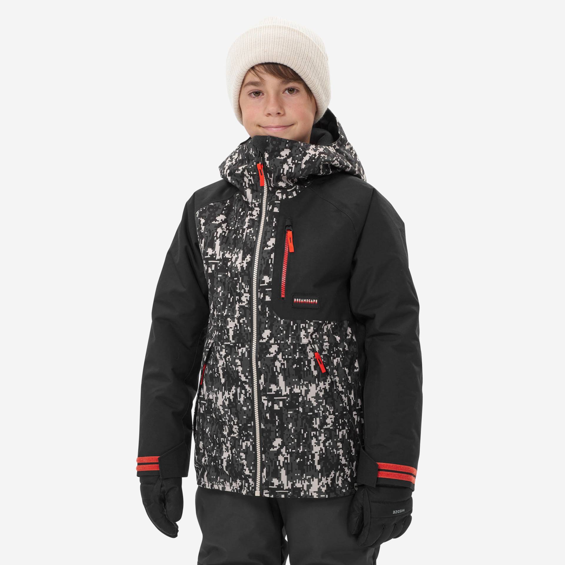 Snowboardjacke Kinder - SNB 500 Kid Grafik schwarz von DREAMSCAPE