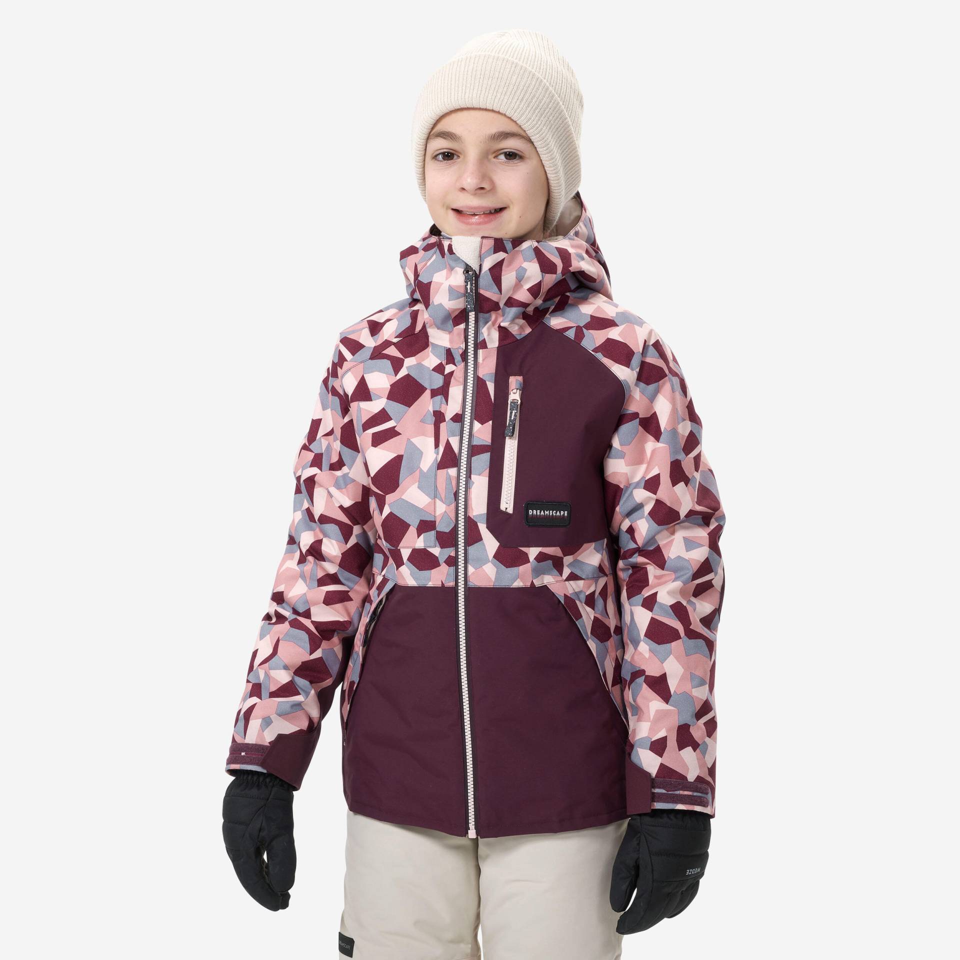 Snowboardjacke Kinder - SNB 500 Kid Grafik violett von DREAMSCAPE