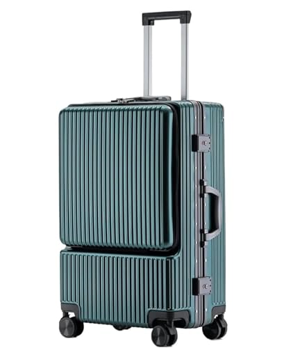 DRMEE Reisekoffer Hartgepäck Mit Vordertasche, Koffer Mit Aluminiumrahmen, TSA-Schloss, Handgepäck Suitcase Rollkoffer(Color:Grün,Size:22 inch) von DRMEE