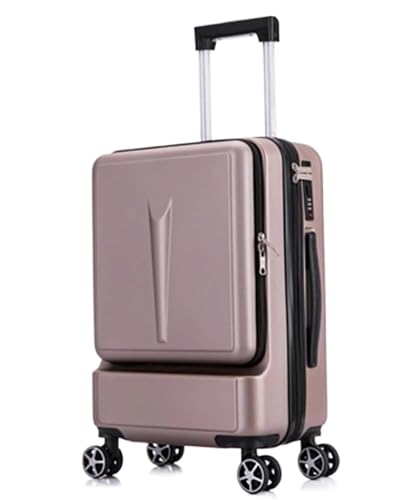 DRMEE Reisekoffer Vorne Öffnender Gepäckkoffer ABS+PC Spinner Trolley Mit Taschenfach Suitcase Rollkoffer(Color:E,Size:20in) von DRMEE