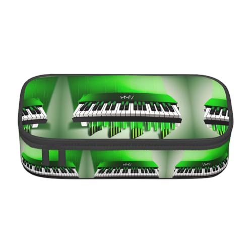 DRTGEDS Federmäppchen mit Klaviertasten, Federmäppchen mit mehreren Schlitzen, tragbares Federmäppchen, farbiges Stifteetui für Büro, Grün und Weiß von DRTGEDS