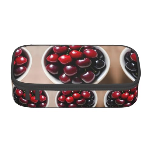 DRTGEDS Fresh Cherry Federmäppchen, großes Fassungsvermögen, Federmäppchen mit 4 Fächern, für Damen und Herren von DRTGEDS