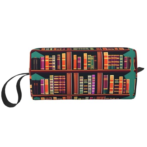 DRTGEDS Kosmetiktasche für Damen, Bücherregal, kleine Make-up-Tasche für Geldbörse, Make-up-Tasche, Reise-Make-up-Tasche mit Reißverschluss, Bücherregal für Bibliothek, Einheitsgröße von DRTGEDS