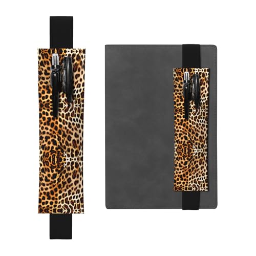 DRTGEDS Stifthalter mit Leopardenmuster, buntes elastisches Band, PVC-Leder, abnehmbarer Stifthalter für Notizbuch von DRTGEDS