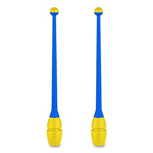 DRUNA Einsteckbare Keulen für Rhythmische Sportgymnastik Indigo 36 cm Hellblau-Gelb von DRUNA