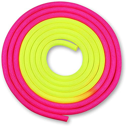 DRUNA Gewichtetes Seil für rhythmische Gymnastik, 165 g, 3 m (gelb-rosa) von DRUNA