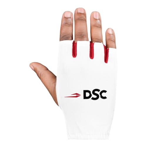 DSC Atmos1 Fingerless Lycra Back Cricket Batting Inner Gloves | Color: White | Size: Mens | Material: Cotton | with PVC Cuffs | Superior Rubber Grip | ‎Slip Resistant | Breathable von DSC
