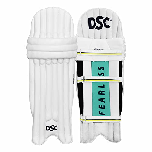 DSC Condor Atmos Cricket Batting Legguard | Color: White | Size: Mens | for Men & Boys | Material: PVC | Maximum Shock Absorption | Protection and Comfort von DSC