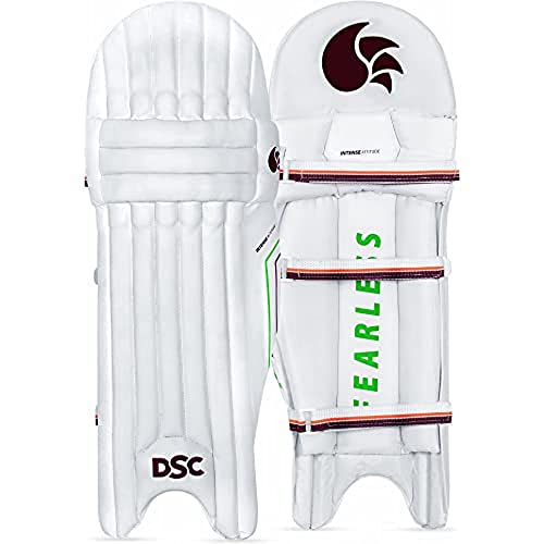 DSC Intense Attitude Cricket Batting Legguard | Color: White & Purple | Size: Youth, Left | for Men & Boys | Material: PVC | Wide Strap and Ankle Foam | Comfort and Stability von DSC