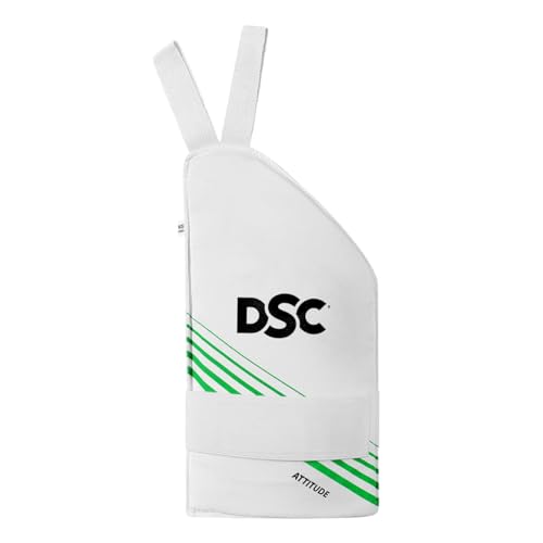 DSC Intense Attitude Cricket Inner Thigh Pad für Herren | Farbe: Weiß & Blau | Größe: Herren | Material: Leder | Low Density Foam Inside | Front Protection with Solid TPU | with Elastic Hook von DSC