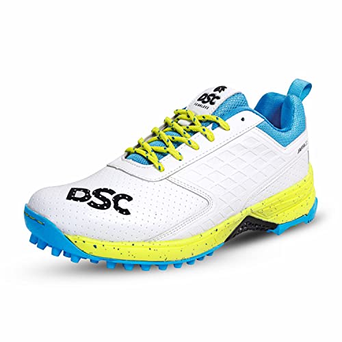 DSC Jaffa 22 Professional Cricket Shoes | White and Yellow | Size: EU 44, UK 10, US 11 | Material: PVC | for Boys and Men | Toe and Heel Protection | Supersoft and Flexibility | Rubber Outsole von DSC