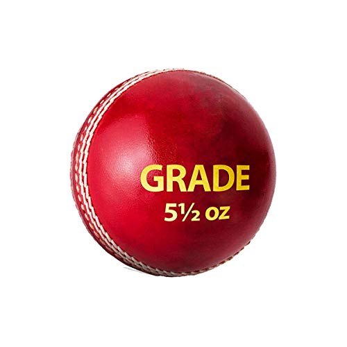 DSC Grade Leather Cricket Ball (Red, Club)| Water Proofed Leather Ball | Suitable for Practice Game | Tournament Game Cork von DSC