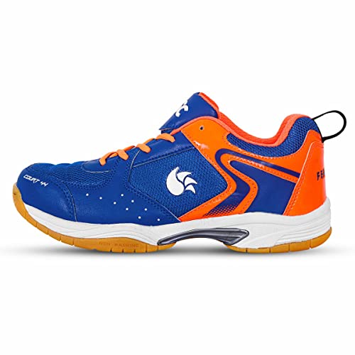 DSC Court 44 Badminton Shoes (Navy/Orange, 4 UK / 5 US / 38 EU) | for Boys | with Natural Crape Rubber Non Marking Outsole von DSC