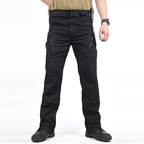 DSDFSVEW Herren Military Tactical Cargo Pants, SWAT Combat Army Hose, Casual Many Pockets Stretch Cotton Pants Black XL von DSDFSVEW