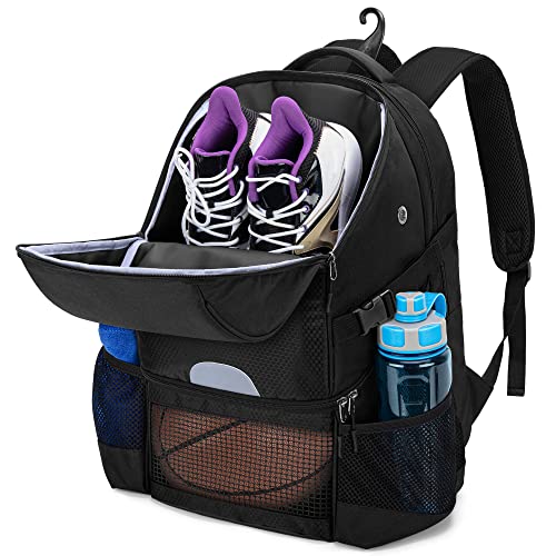 DSLEAF Basketball Rucksack für Herren, Fußballtasche mit Ballfach & Schuhfach für Basketball, Fußball, Volleyball Training von DSLEAF