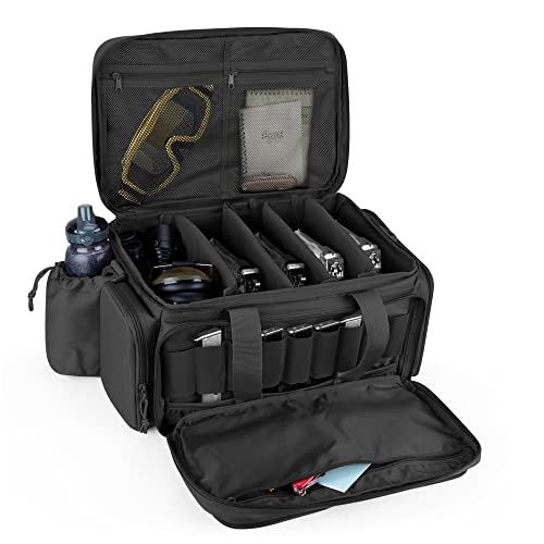 DSLEAF Tactical Pistol Range Bag für 5 Handfeuerwaffen, Shooting Gun Range Duffle Bag mit 9X Magazinfächern für Jagd- und Range-Outdoor-Aktivitäten von DSLEAF
