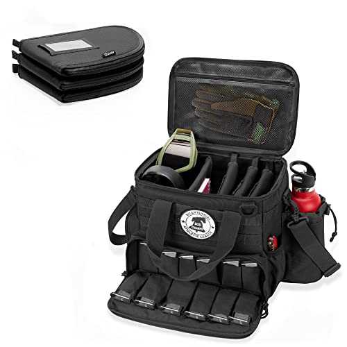 DSLEAF Waffentasche mit 3 Pistolentaschen, Waffentasche mit 12 Magazinfächern und zusätzlichen Taschen für Schießen und Jagen von DSLEAF