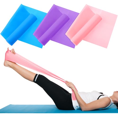 DSLSQD 3 Stück Terra Band,Fitnessbänder,Gymnastikband,Terraband,Widerstandsbänder,5ft Lang übungsbänder mit 3 Widerstandsstufen,zur Resistance Bands Set für Yoga Pilates Muskelaufbau Physiotherapie von DSLSQD