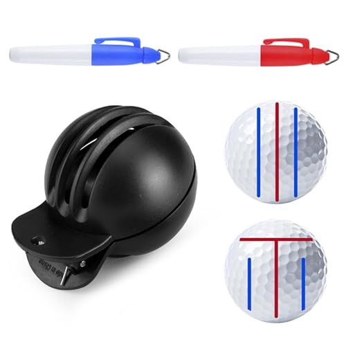 DSOPV Golfballmarker, Golfball-Marker-Schablone mit 2 wasserdichten Stiften, Präzisions-Golfball-Linienmarkierungswerkzeug, Golfball-Linienmarkierungswerkzeug, Golfball-Ausrichtungs- und von DSOPV