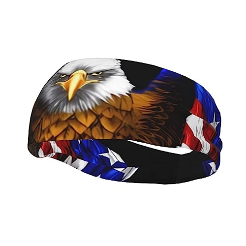 Usa Flag Patriotisches Adler-Stirnband, elastisches feuchtigkeitsableitendes Haarband für Damen und Herren, geeignet zum Laufen, Fitnessstudio, Yoga. von DTGPRO