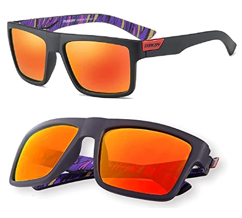 Polarisierte Sportbrille Sonnenbrille Fahrradbrille mit UV400 Schutz für Herren Autofahren Laufen Radfahren Angeln Golf D918D von DUBERY