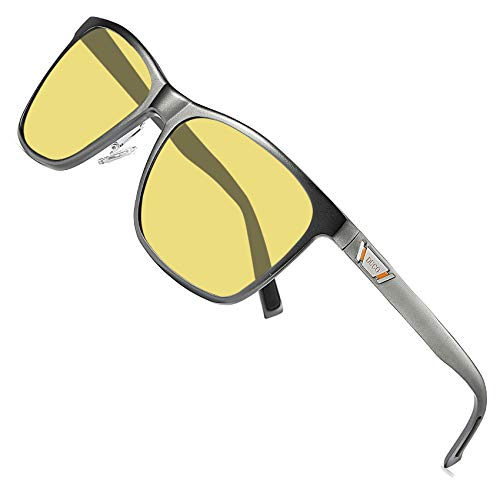 DUCO Herren und Damen Polarisierte Blendschutz Nachtfahrbrille HD Nachtsicht Gelb Fahrbrille (Grau,Gelb) von DUCO