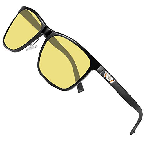 DUCO Herren und Damen Polarisierte Blendschutz Nachtfahrbrille HD Nachtsicht Gelb Fahrbrille (Schwarz,Gelb) von DUCO