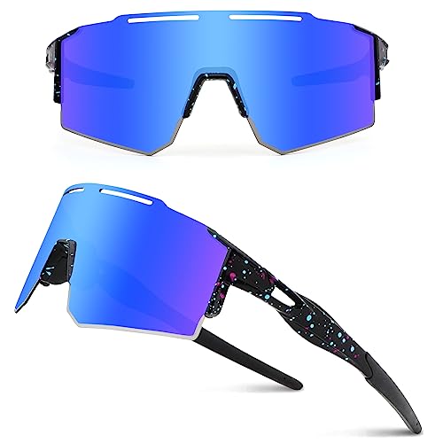 DUDUKING Fahrradbrille Sonnenbrille Herren Damen,Radsport Brillen Schnelle Brille mit Auswechselbares Nasenpads für Outdoorsport Radfahren Laufen Golf UV 400 Schutz Sportbrillen von DUDUKING