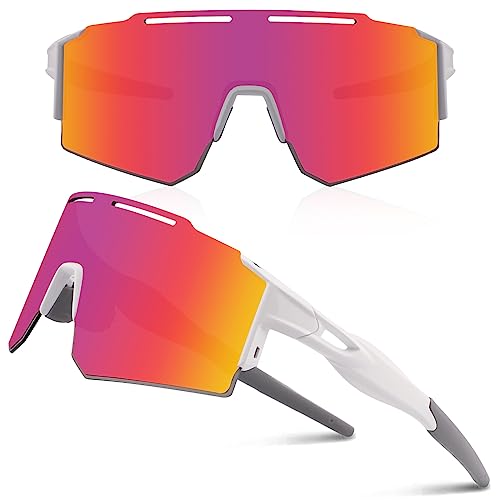 DUDUKING Fahrradbrille Sonnenbrille Herren Damen,Radsport Brillen Schnelle Brille mit Auswechselbares Nasenpads für Radfahren Laufen Golf UV 400 Schutz Sportbrillen von DUDUKING