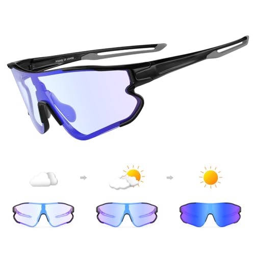 DUDUKING Sonnenbrille Selbsttönend Polarisierte Fahrradbrille Herren Damen,UV 400 Schutz Sportbrillen Radsport Brillen für Outdoorsport Golf Baseballbrille von DUDUKING